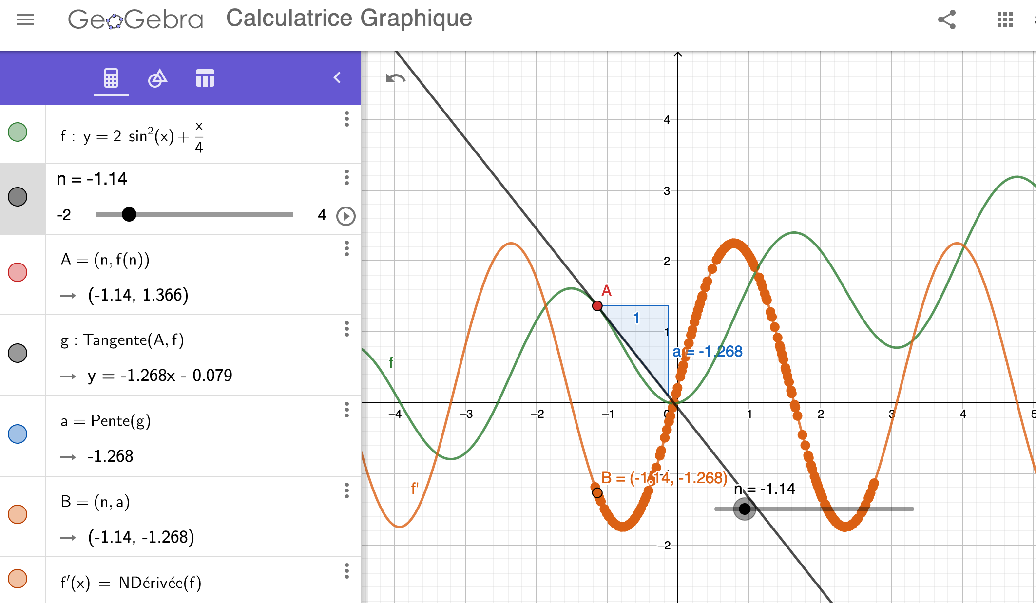 derivve construction Geogebra