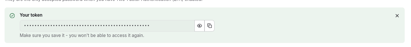 GitLab, token obtenu