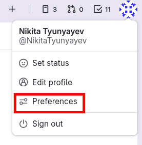 GitLab, préférence utilisateur