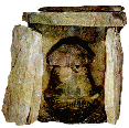 Art italique (culture villanovienne) : ossuaire en terre cuite (circa VIIIe sicle av. J.-C.).