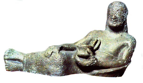 Statue de banqueteur (Ruvo - circa 525 av. J.-C.). Actuellement au British Museum.